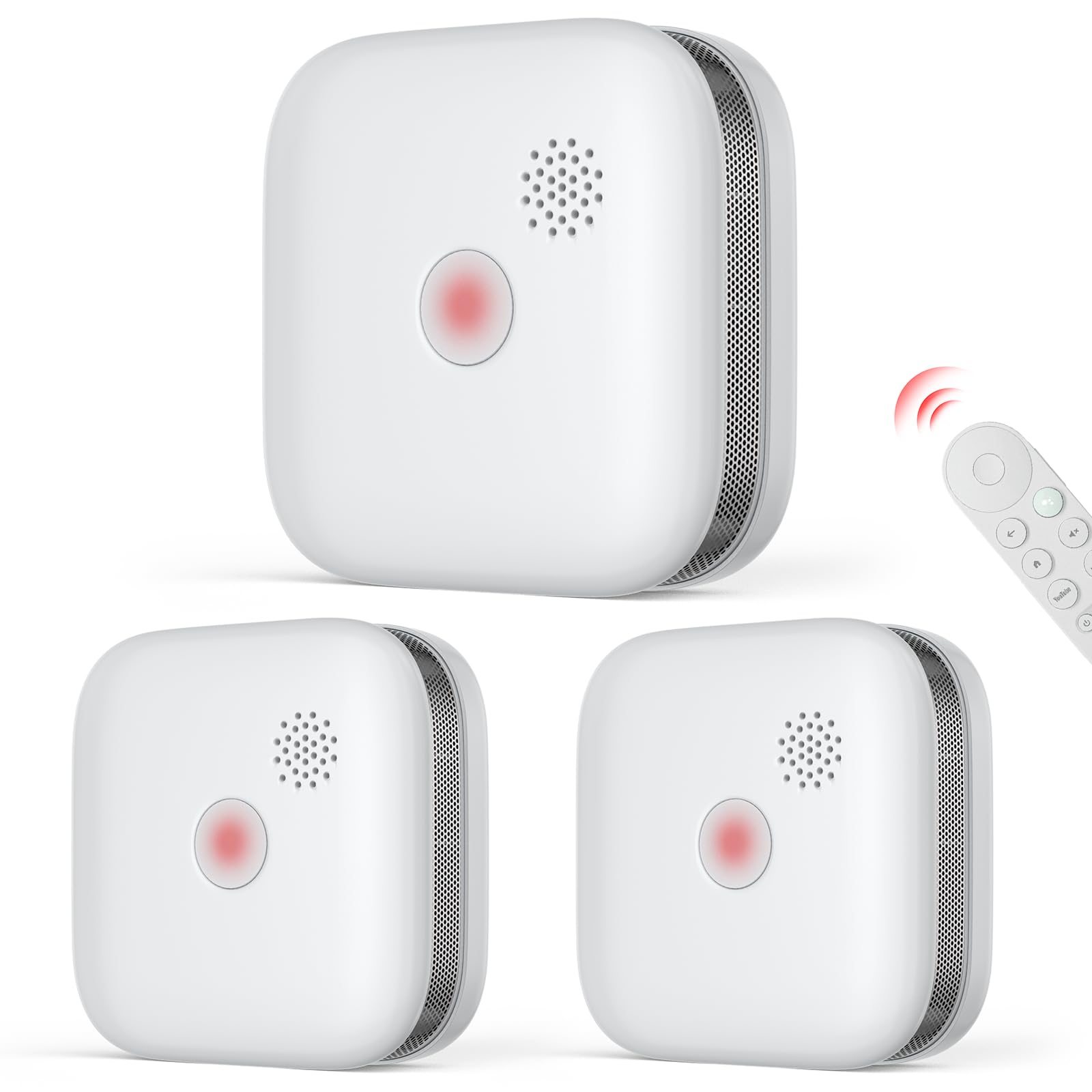 SECAIR3 Pack Smoke Alarm, 10 Year Sealed Lithium Battery Mini Fire Detector EN 14604 Certified Remote Hush Function Tool Free Installation for Home Flats & Rental Properties