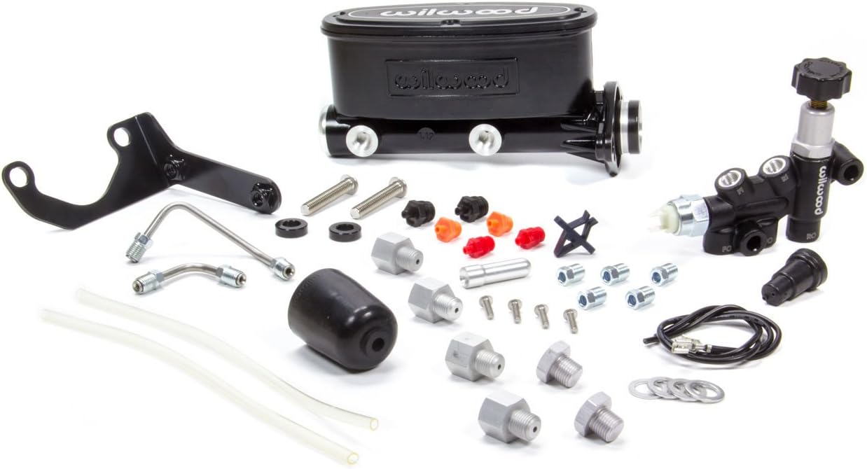 Master Cylinder, Tandem, 1-1/8 in Bore, 1.100 in Stroke, Integral Reservoir, Aluminum, Black Paint, Kit