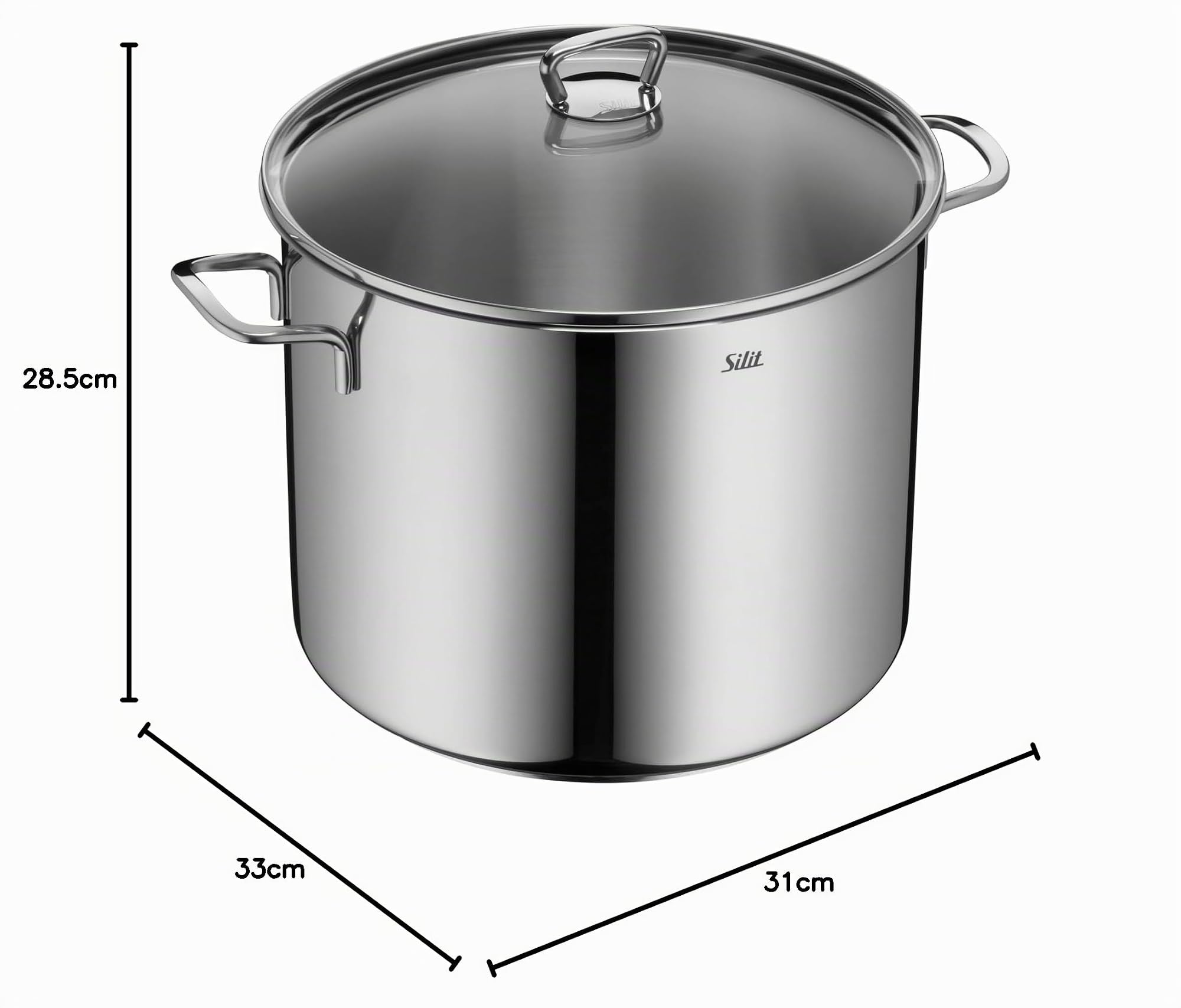 Silit Party Olla Alta, Acero Inoxidable Pulido, 28 cm