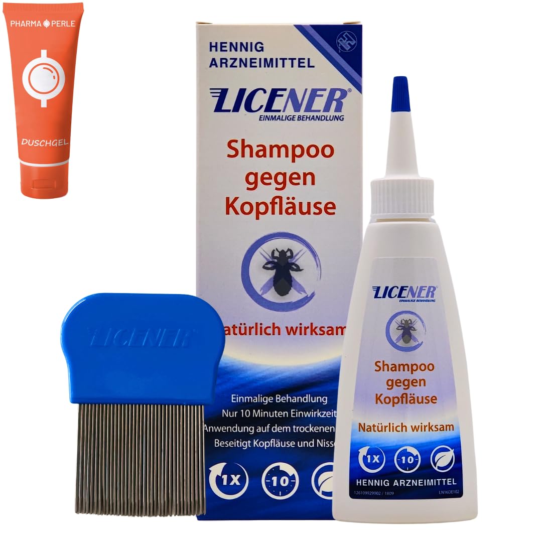 Licener Bundle: Licener Shampoo 100 ml und Licener Nissenkamm I Läuse-Abwehr I gegen Kopfläuse, Läuse, Nissen I Neem-Extrakt I Erwachsene und Kinder ab 2 Jahren I Spar-Set plus Pharma Perle give-away
