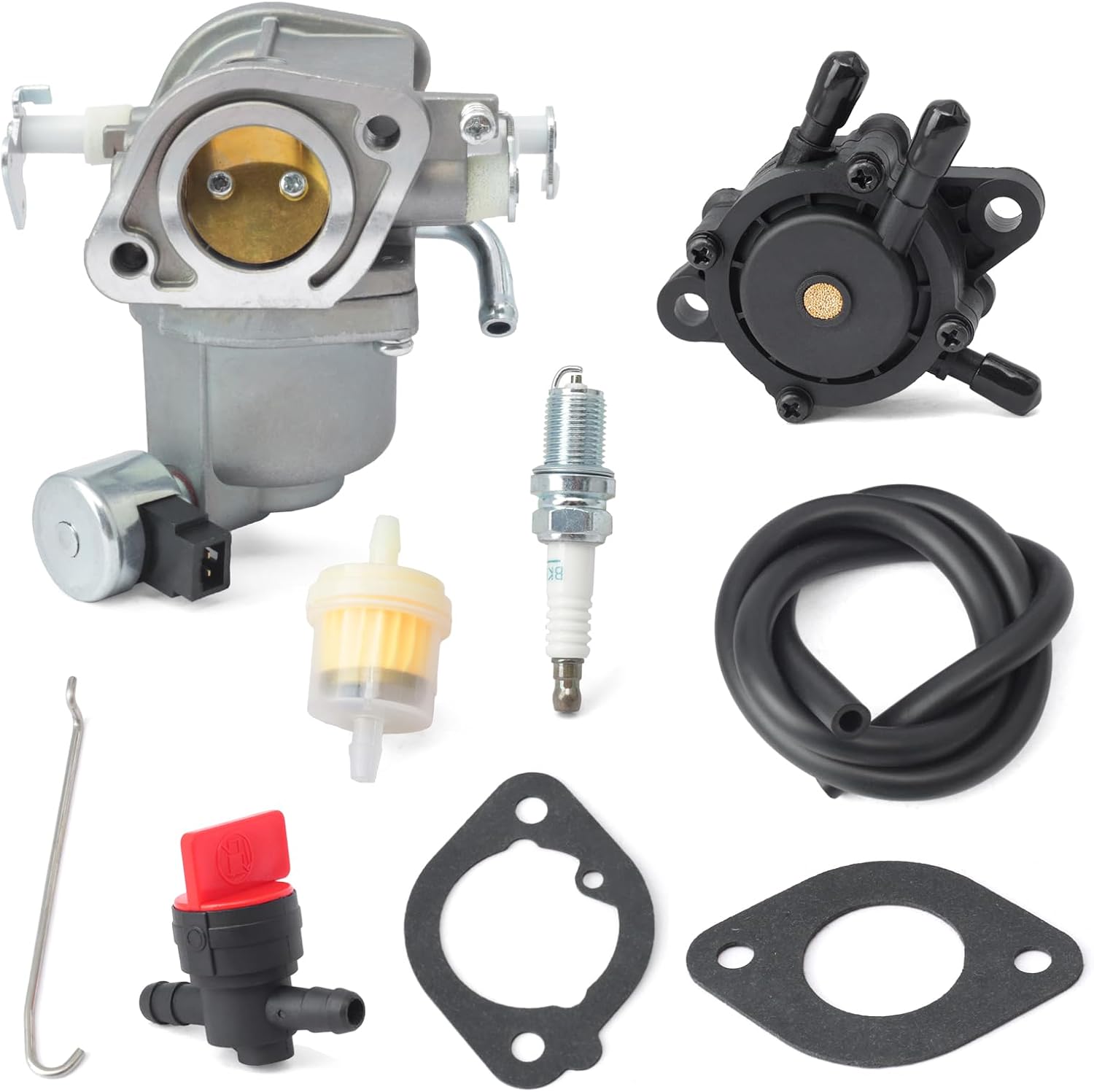 593200 Carburetor and Fuel Pump Kit Compatible with Briggs & Stratton 40N777 G02826 44N877 Intek V-Twin 24HP 724cc Lawn Tractor Riding Mower with Tune Up Set, Carb Assy Replace 596375
