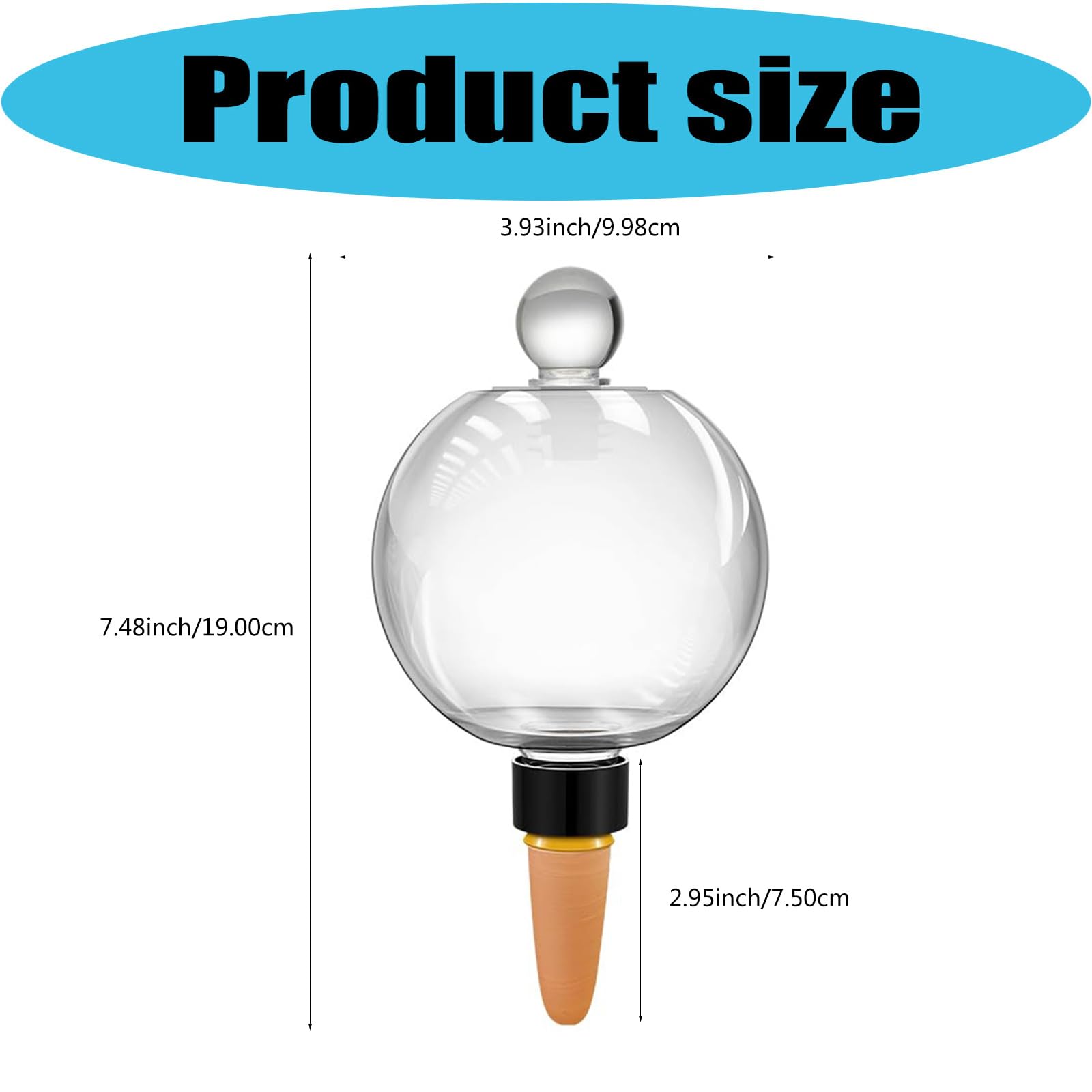 Globi per irrigazione Automatica Adatti per Piante da Interno Bulbi per irrigazione Automatica per Piante da 19 Oz capacità con Tappo in Vetro Globi per cespugli da Interni