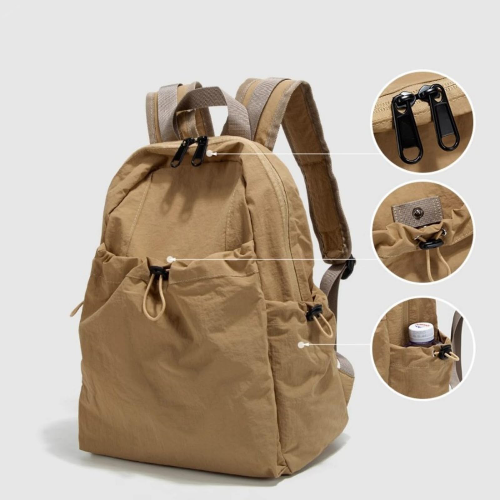 Zaino Fashion Cordo Zaino, Casual Daypack con Multi Tasche per Gli Studenti Scuola attività All'aperto-Khaki