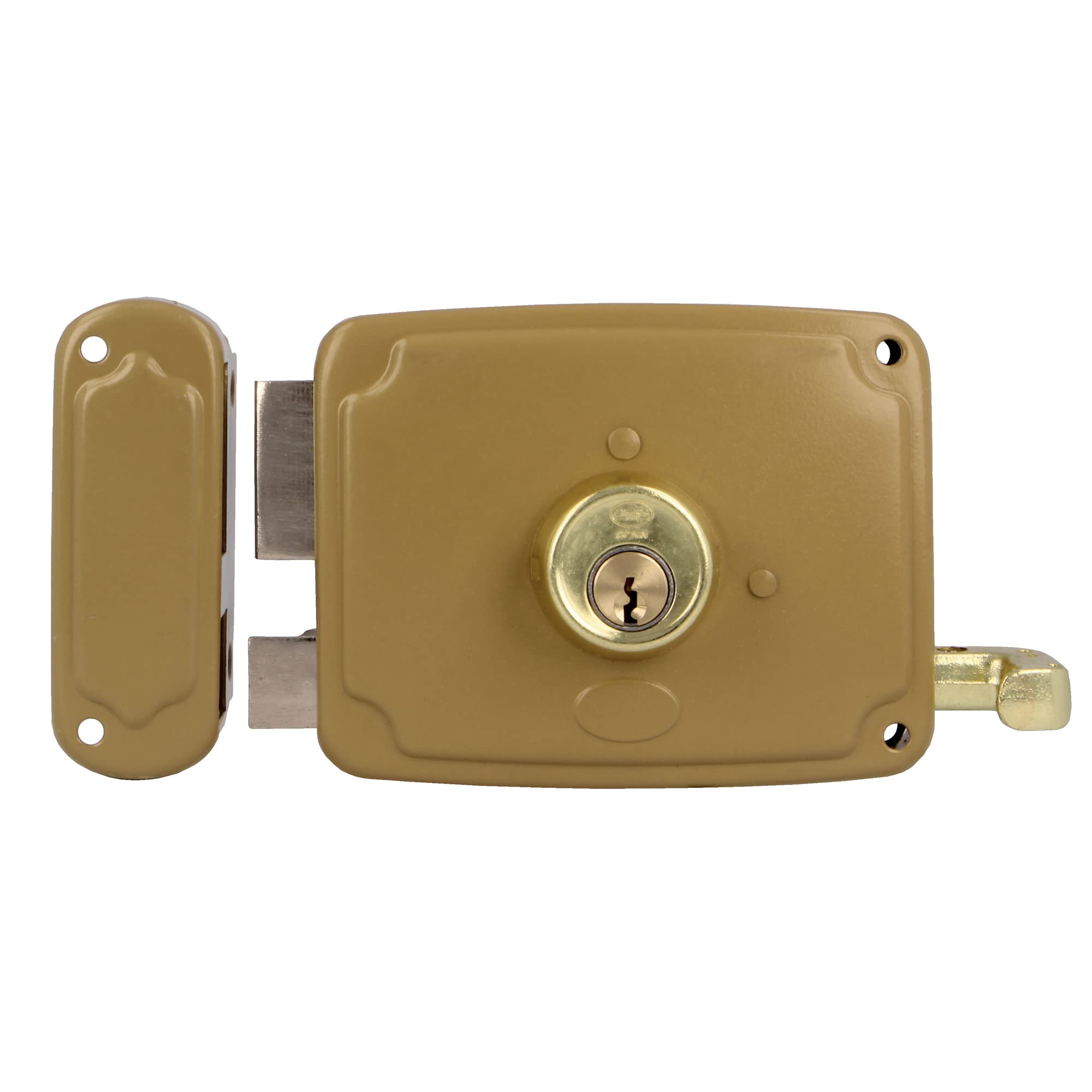 Amig - Surface-Mounted Left Lock with Closing Lever, Latch, and Handle, Multicoloured, 120 x 95 mm
