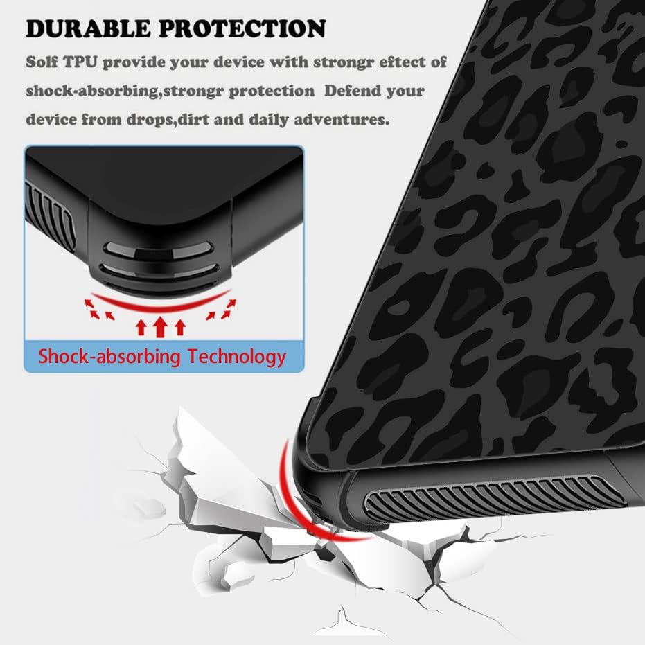 Miniatura 6 de Funda para iPhone XR, protección de grado militar, esquinas a prueba de golpes, funda antiarañazos para iPhone XR, leopardo negro y gris