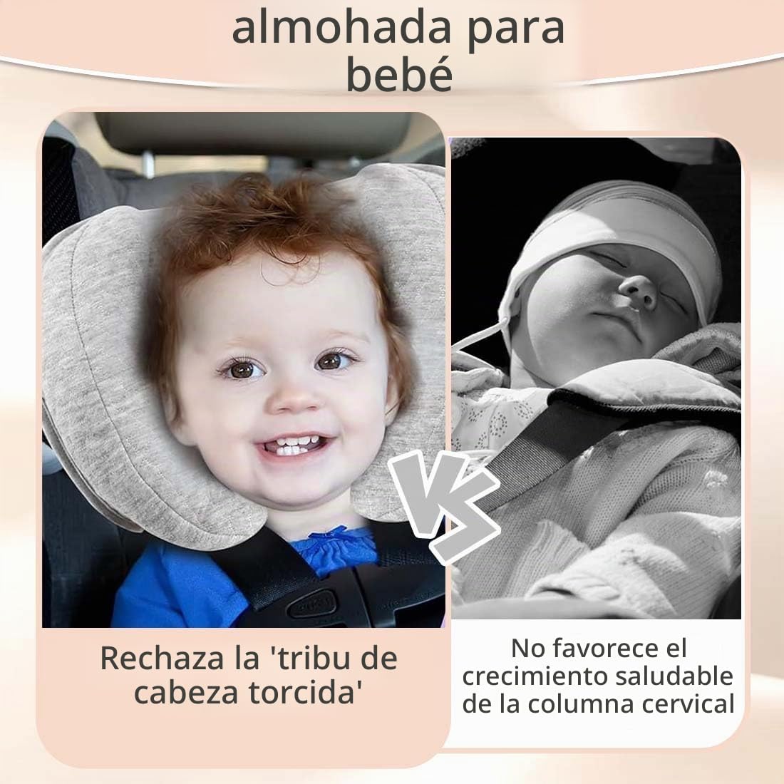 Almohada cervical para bebé, paquete de 1, almohada cervical para recién nacido, almohada cervical 2 en 1, almohada de viaje para apoyar la cabeza en el cochecito