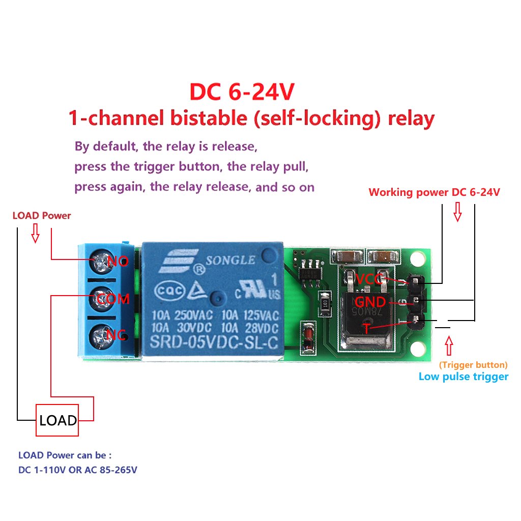 6 – 24 V para módulo de activación biestable de relé latch autobloqueante
