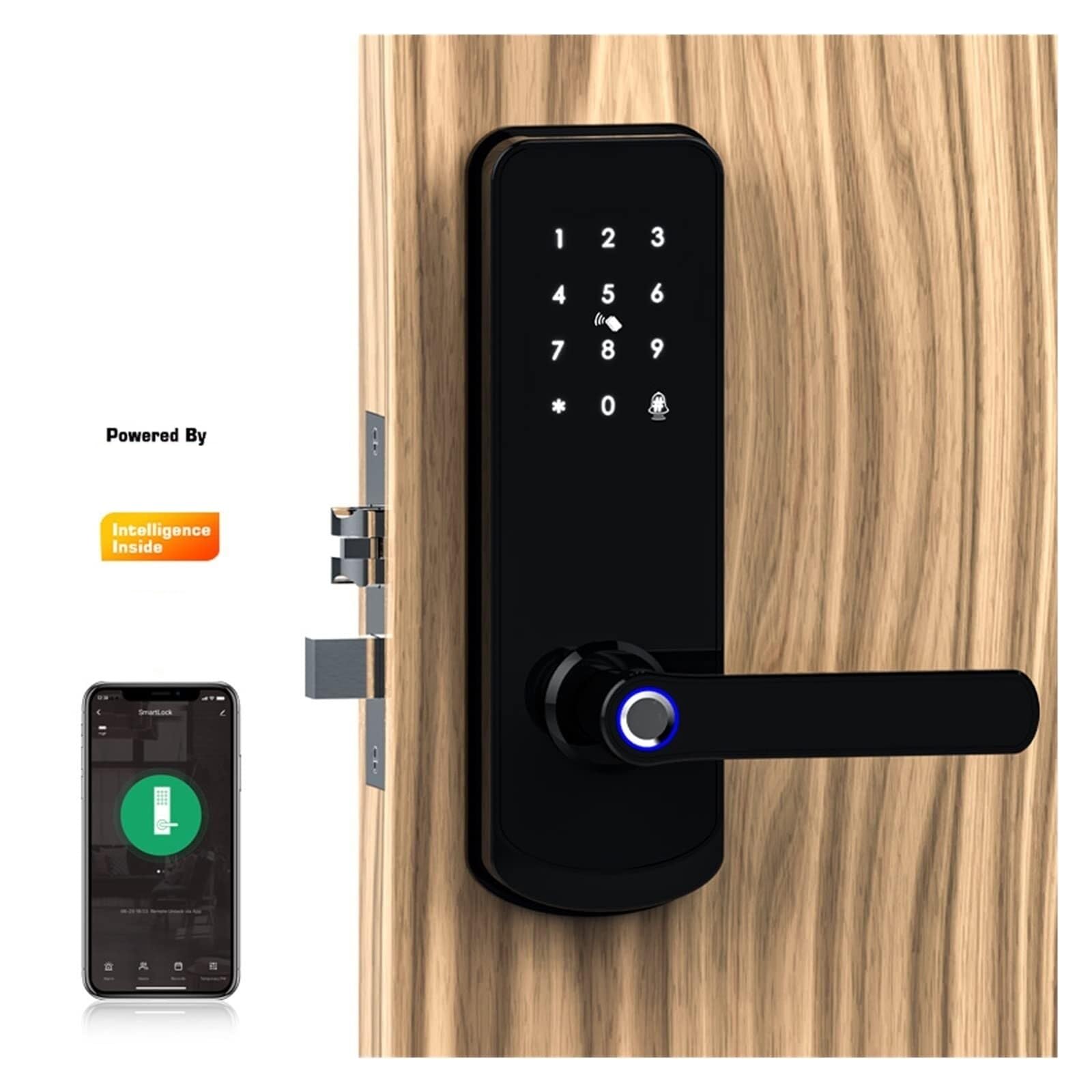 Serrure Connectée, Empreinte Digitale Biométrique, Porte | Maison Intelligente, D’entrée(Single-tongue lock body)