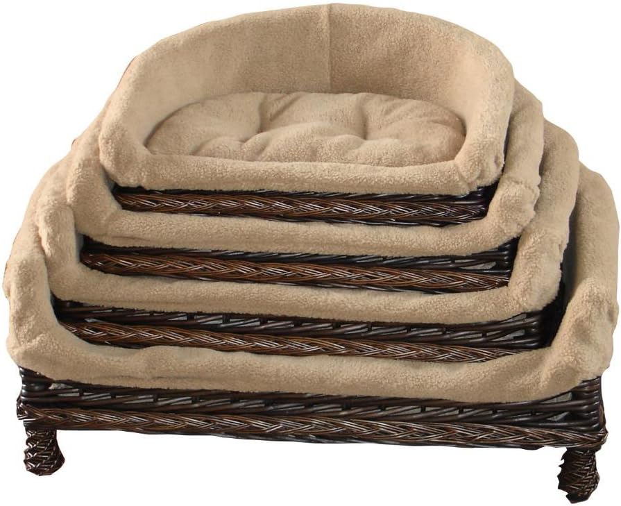 Luxury Wicker Pet sofa,dog sofa, dog couch,with cushion, Small,M,L,XL Available (Large, BROWN)
