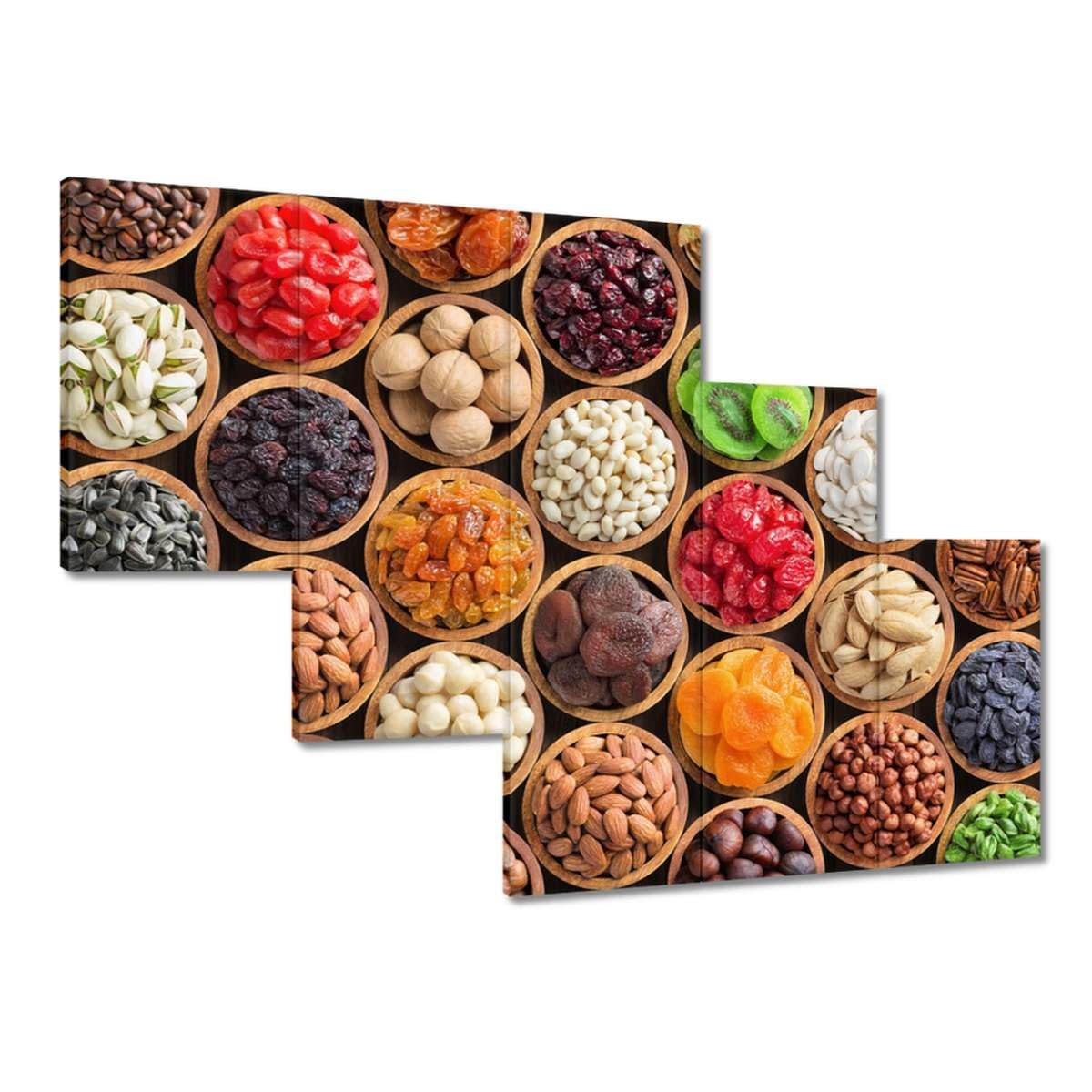 Peinture imprimée sur toile Décoration murale 150 x 105 cm Fruits secs et noix N° H9560M_PC5X