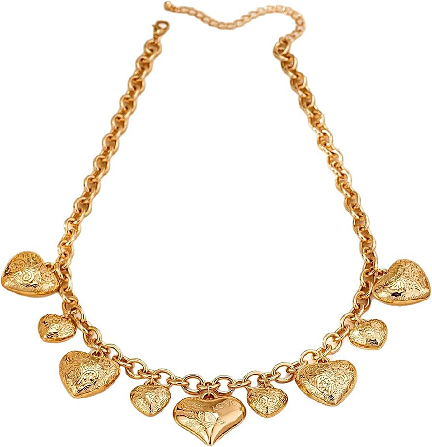 FUTIMELY Chunky Gold Heart Charm Necklace for Women,Fashion Puffy Large Love Hanging Choker Necklace,Personalized Exaggerated Jewelry Valentine's Day Gift - Image 8