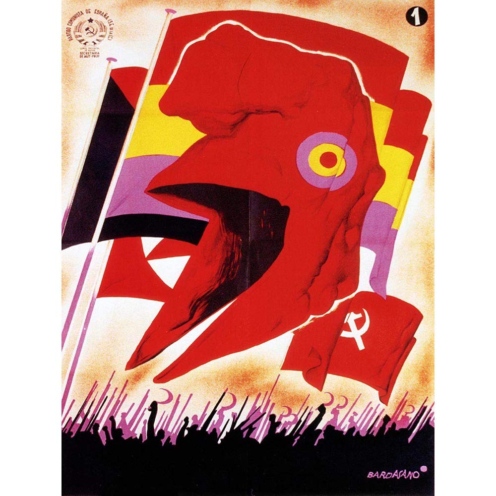 Wee Blue Coo War Spanish Civil Communist Party Republican Spain Art Print Poster Wall Decor 12X16 Inch