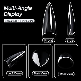 Ranrose 120PCS Short Nail Tips,Short Soft Gel Stiletto Nail Tips Half Cover False Nail Almond Shape Point Acrylic Sharp Artificial False Nail For DIY