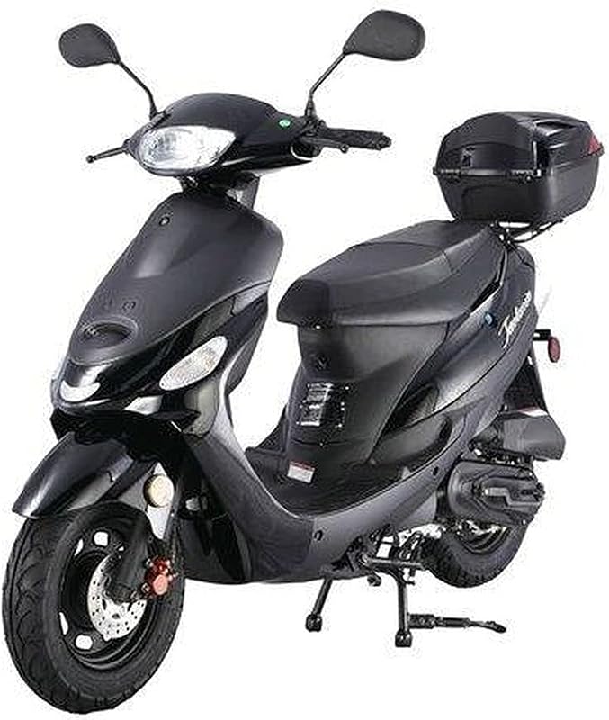HHH Scooter de 50 cc, scooter de calle a gas, ciclomotor de bicicleta de 50 cc totalmente automático con baúl a juego para jóvenes y adultos (color negro) (empaquetado de fábrica)