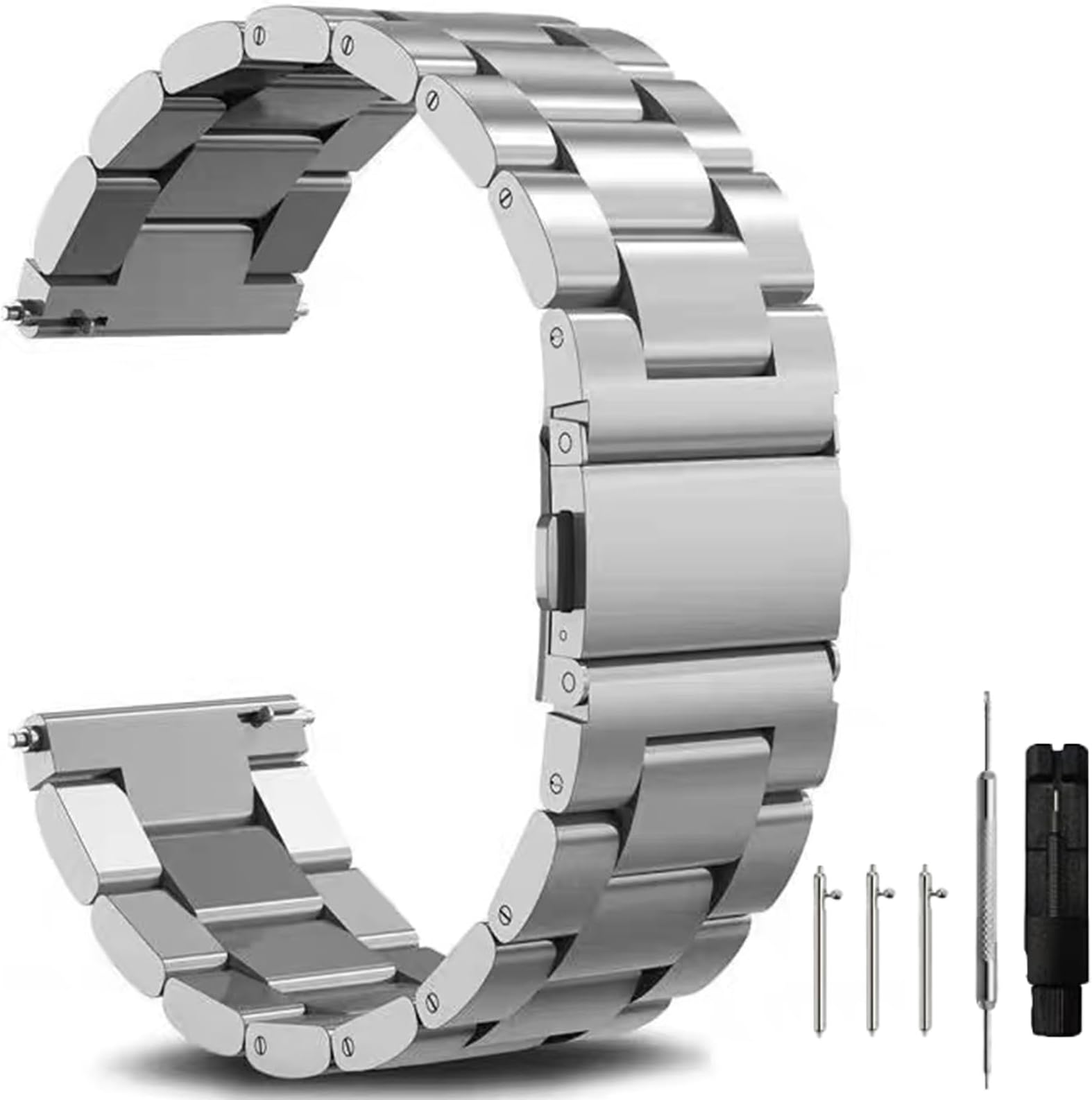 Nxiamy Quick Release Stainless Steel Watch Band Metal Matte brushed Watch Strap 16mm 18mm 20mm 22mm 24mm Smartwatch Replacement Band Men Women