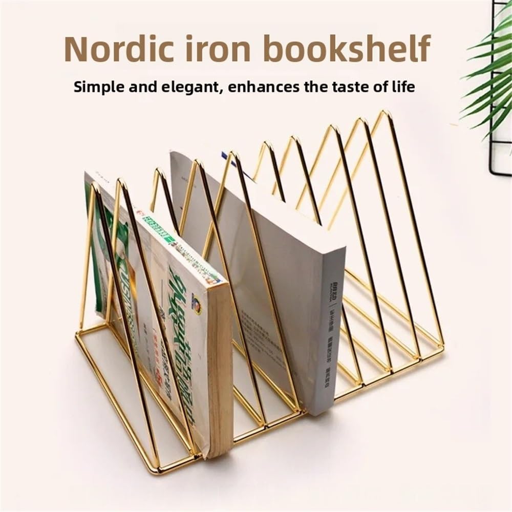 Organizator plików Regał na książki Iron Triangle, biurko do nauki, stojak czasopisma, artykuły biurowe, edukacyjne i kulturalne(Gold)