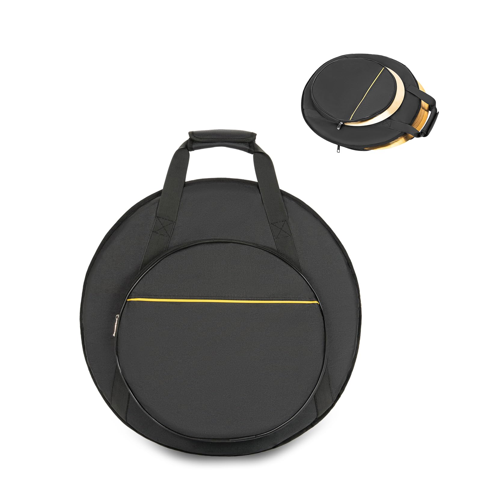 OUUTMEE Bolsa para platillos de 22" 600D impermeable, tejido Oxford Cymbalbag con divisor acolchado, espacio para 5 Raobao, bolsillo exterior de 15 pulgadas, con asa cómoda, color negro