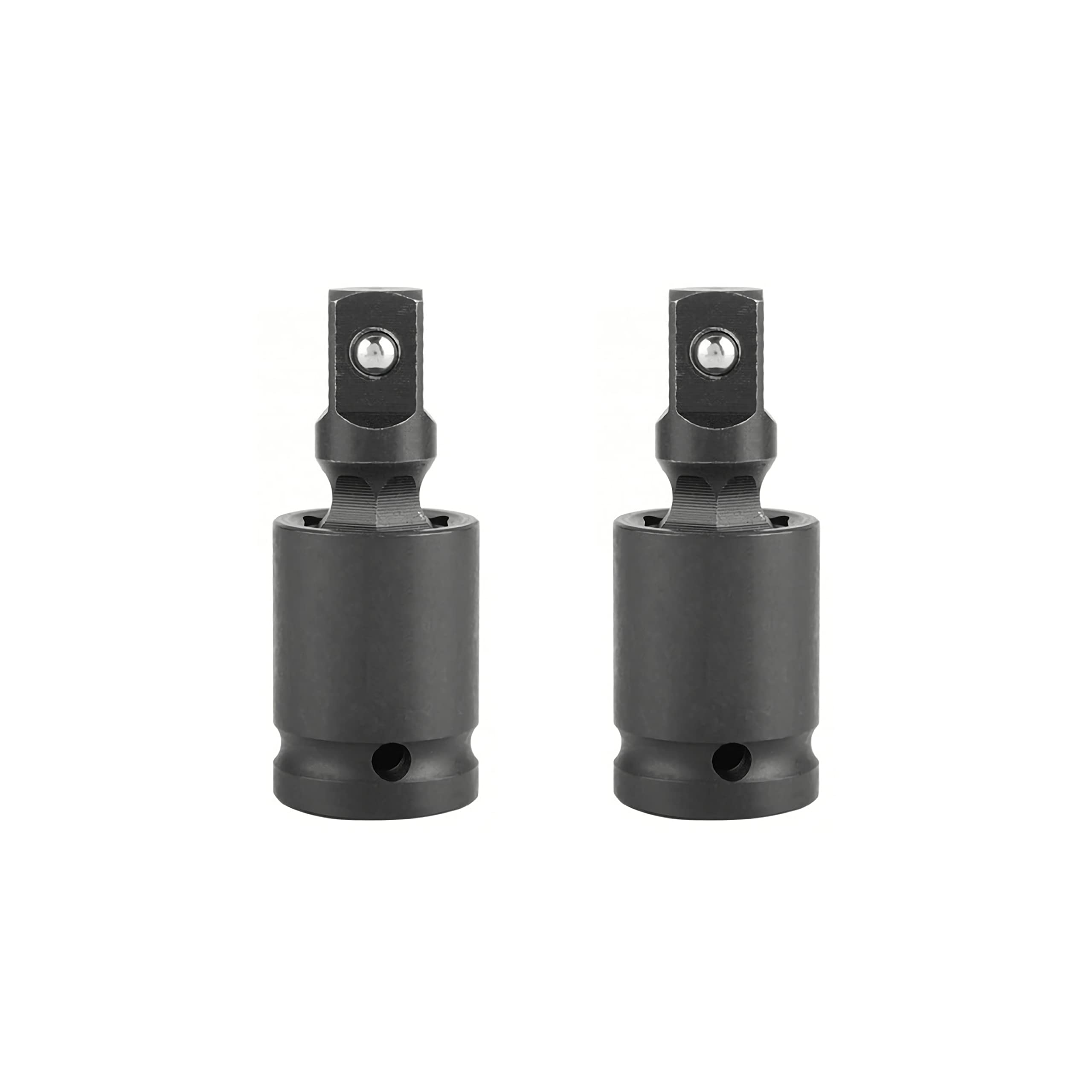FOCMKEAS 1/2" Universal Joint Swivel Socket Adapter, Black Impact Socket Extension, CR-V Steel, 2 PCS