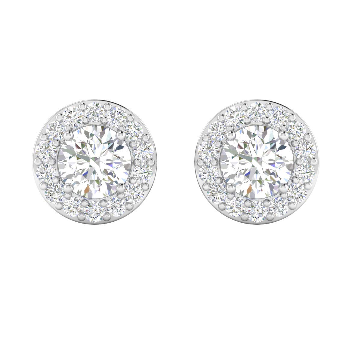 Inspereza 1/4-1.0 ct.tw Round Halo Lab Grown Diamond Stud Earrings in 14kt Gold. Certified (G Color, SI Clarity)