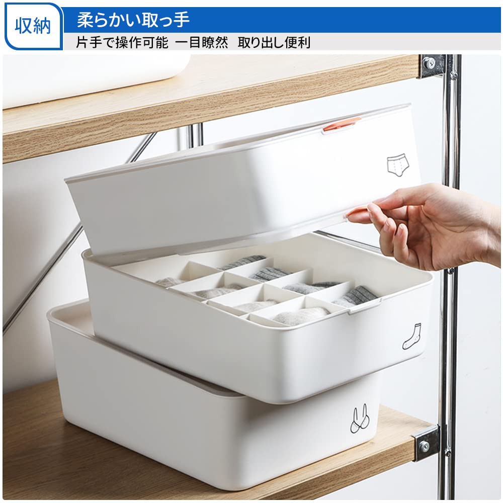 Amazon｜【5個セット】下着収納ケース 蓋付き 仕切りケース PP