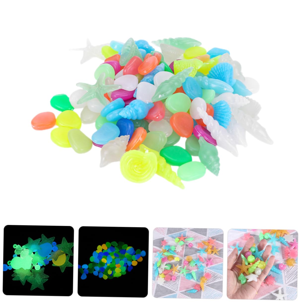 ARTIBETTER 50Pcs Glow The Dark Aquarium Pebbles Multi Function Decorative Gravel for Fish Tanks Succulents and Plant Bedding for Indoor and Outdoor Decoration