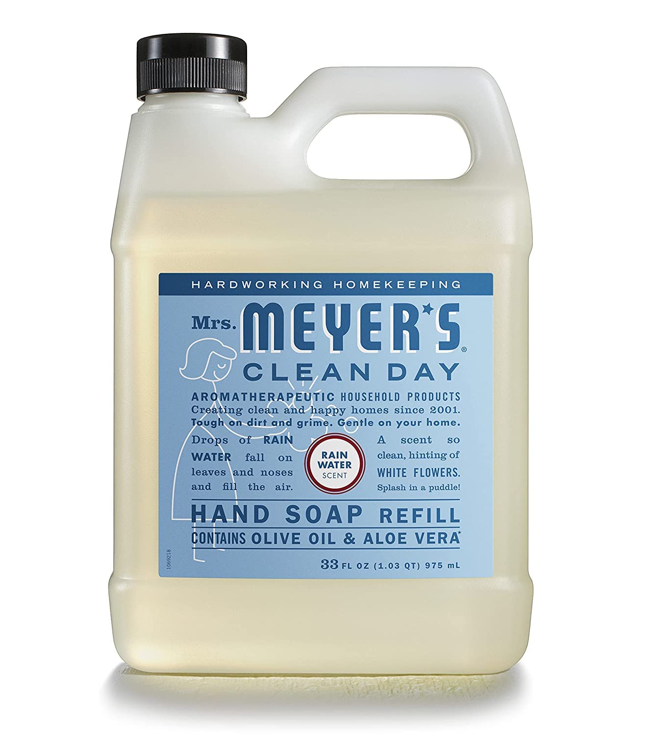 Mrs. Meyer's Clean Day Liquid Hand Soap Refill, Rainwater Scent 33 Fl Oz (Pack of 4)