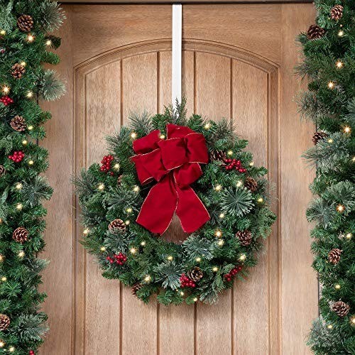 Haute Decor Adapt Adjustable Length Wreath Hanger - 2 Pack (White) - Two Identical Strong Over The Door Wreath Hangers - Holds Up To 20 Lbs #TOP7