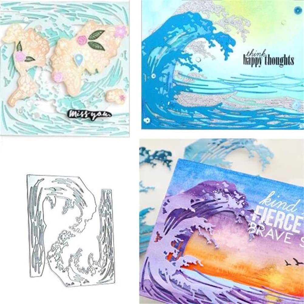 Troqueles De Corte Con Diseño De Olas Y Cocoteros - Para Tarjetas Y Scrapbooking, Metal Resistente, 2 Plantillas
