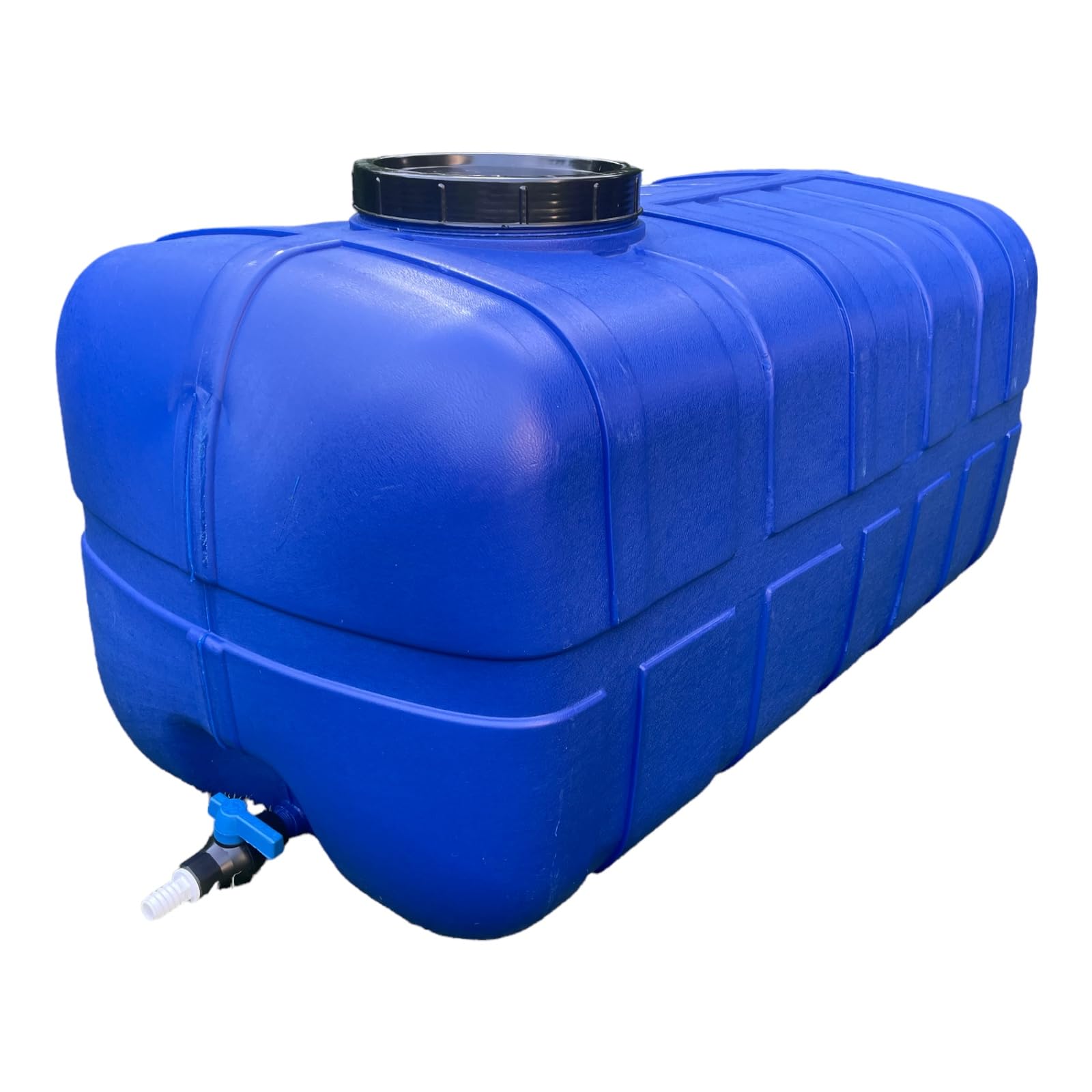 F & R Wassertank 280 Liter, Wasserbehälter mit Deckel & Zapfhahn, Wasserspeichertank aus Kunststoff, Großbehälter für Haushalt, Gewerbe & Industrie, Container für Wasser, Frischwassertank, Blau