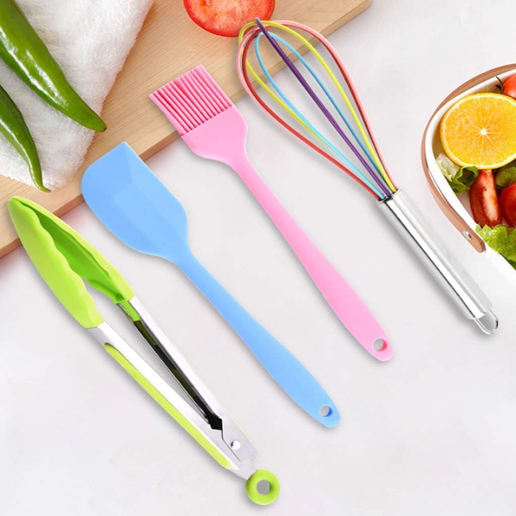 Kochutensilien, Bunte Regenbogen-Küchenutensilien, 10-teiliges Kochutensilien-Set, antihaftbeschichtetes, hitzebeständiges Silikon, Kochgeschirr mit Edelstahlgriff Co