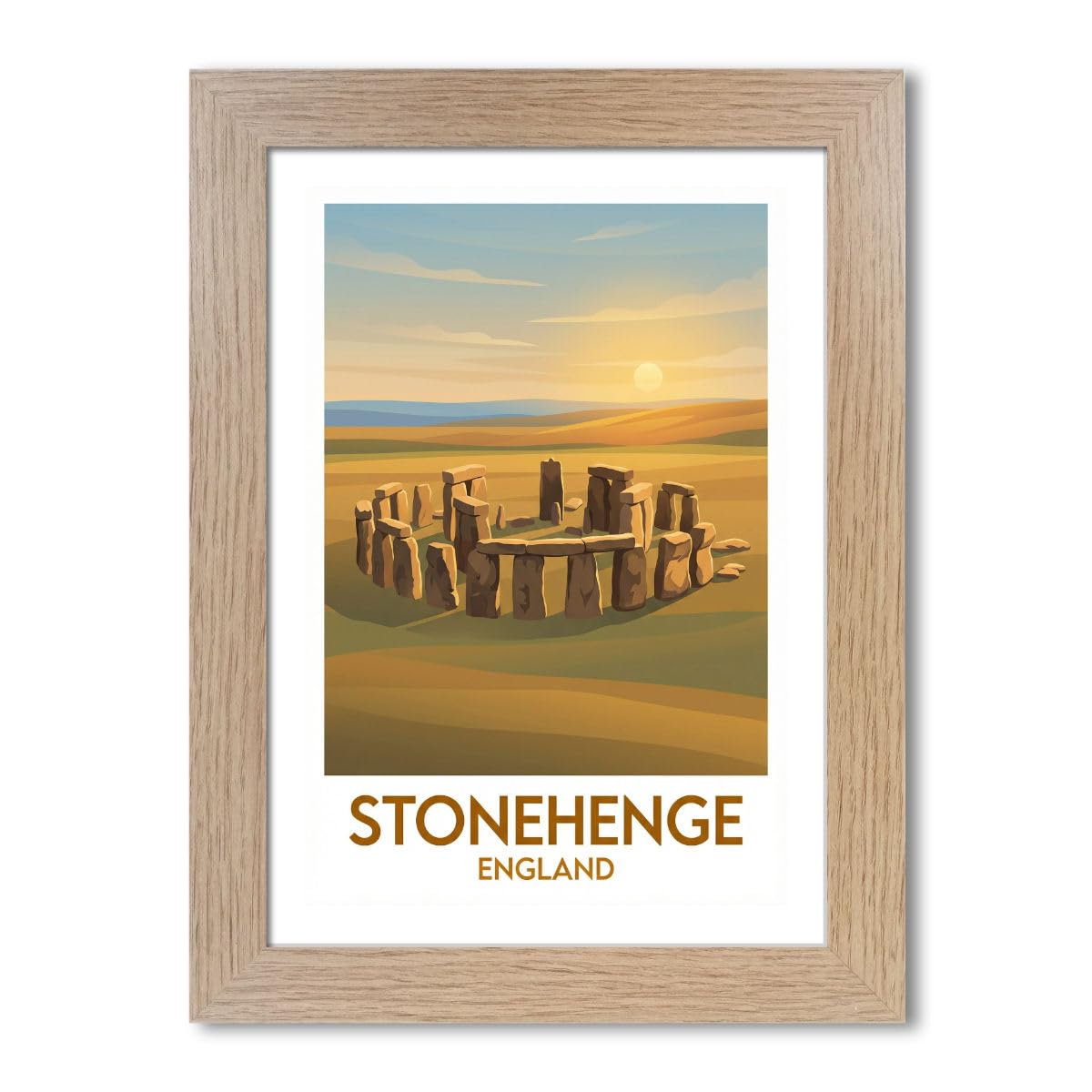 PIXPRINT Stonehenge, England - Romantic Sunset Travel Poster, Vintage Monument Art Giclée Art Print 22-13