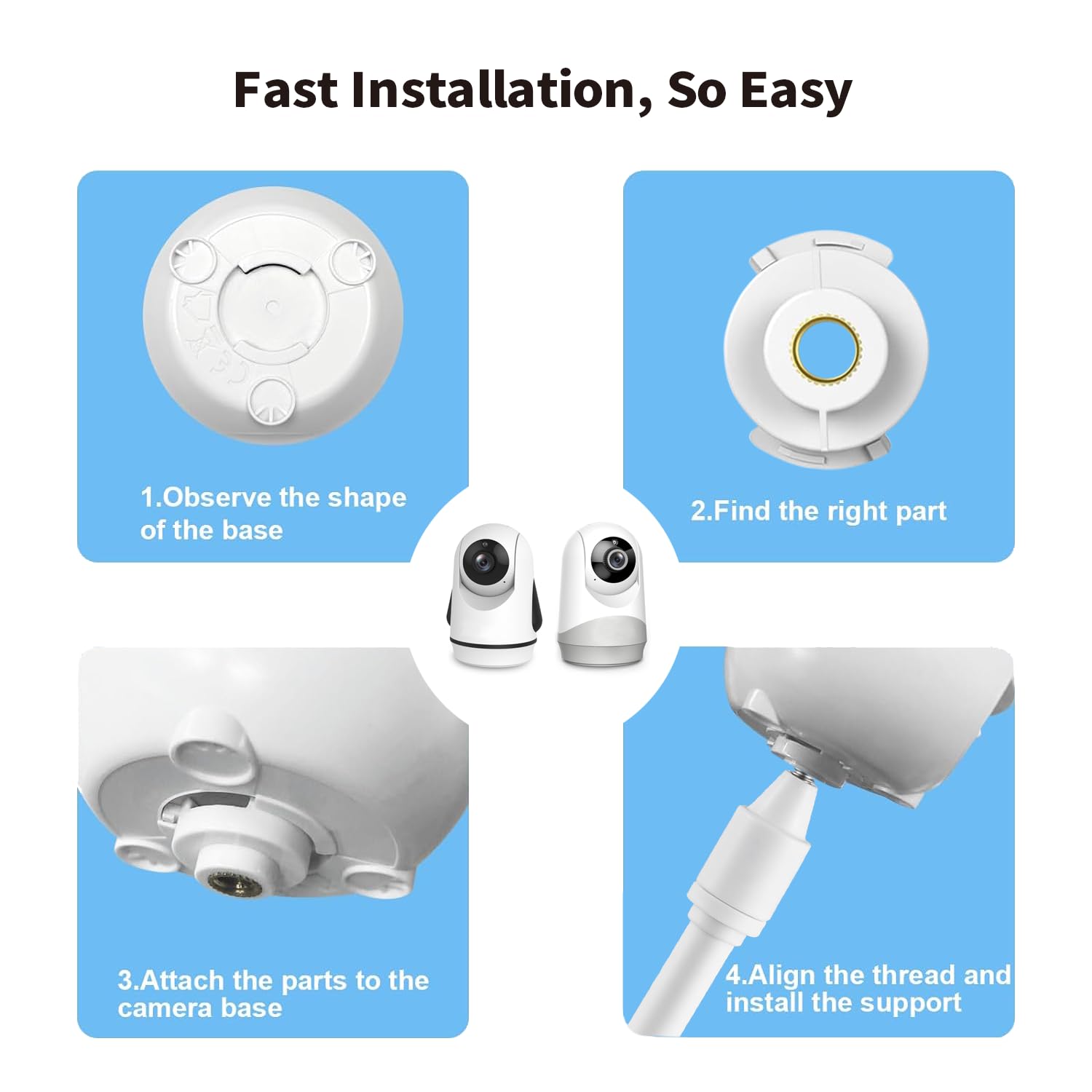 Tonton Baby Monitor Mount, Flexible Clip Clamp, Compatible with HelloBaby/Eufy Cameras, Stainless Steel & Silicone, White - Image 3