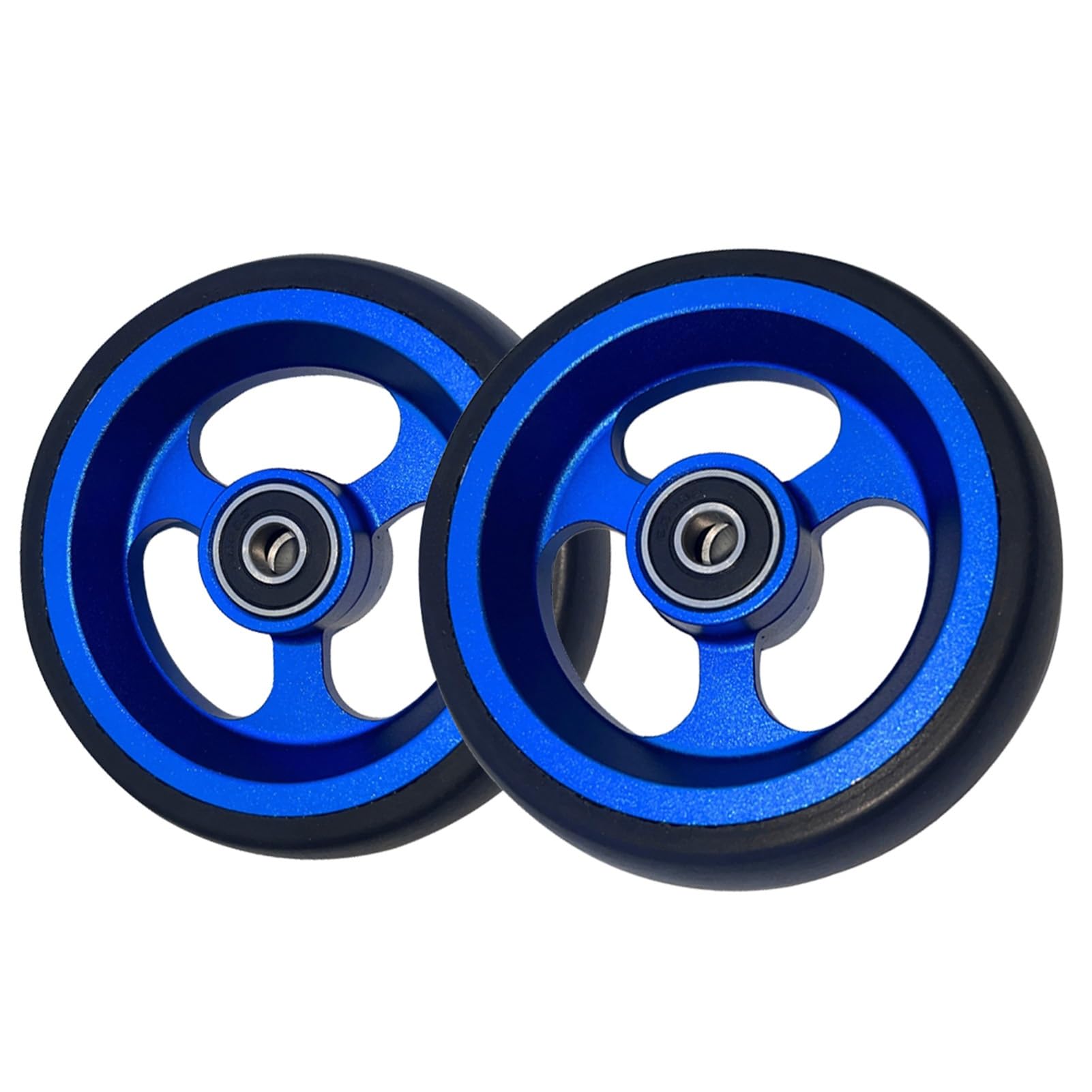 5"/125 mm Koła przednie do wózków inwalidzkich, pełna opona zamienna do wózków sportowych/ręcznych, z łożyskami kulkowymi(Bleu)