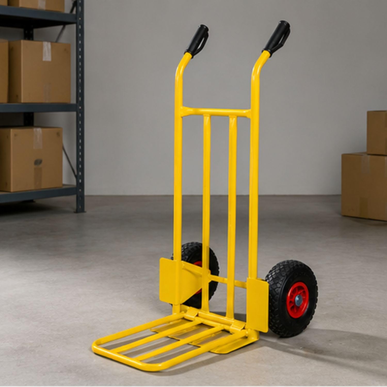Sackkarre - klappbar 250 kg Transportkarre mit Luftreifen, Stahl | Sackrodel - Klappbare Schaufel - Luftreifen - Robuster Stahl - Platzsparend