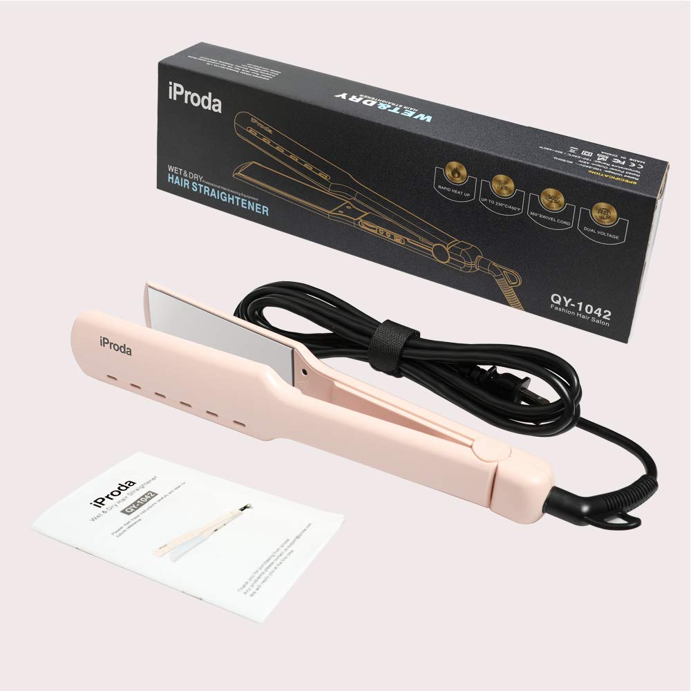 iProda Hair Straightener, packaging, and instruction manual.