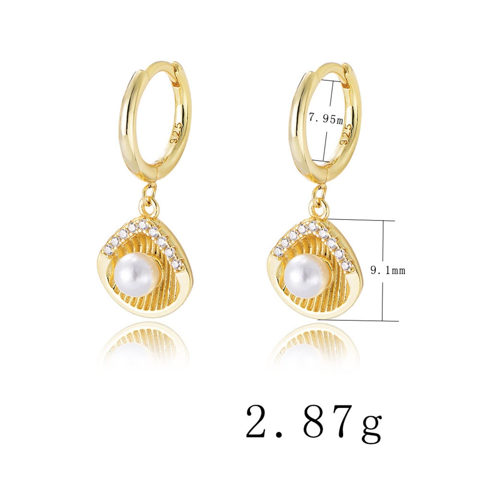 Orecchini da donna S925 Orecchini di perle con guscio d'argento sterling