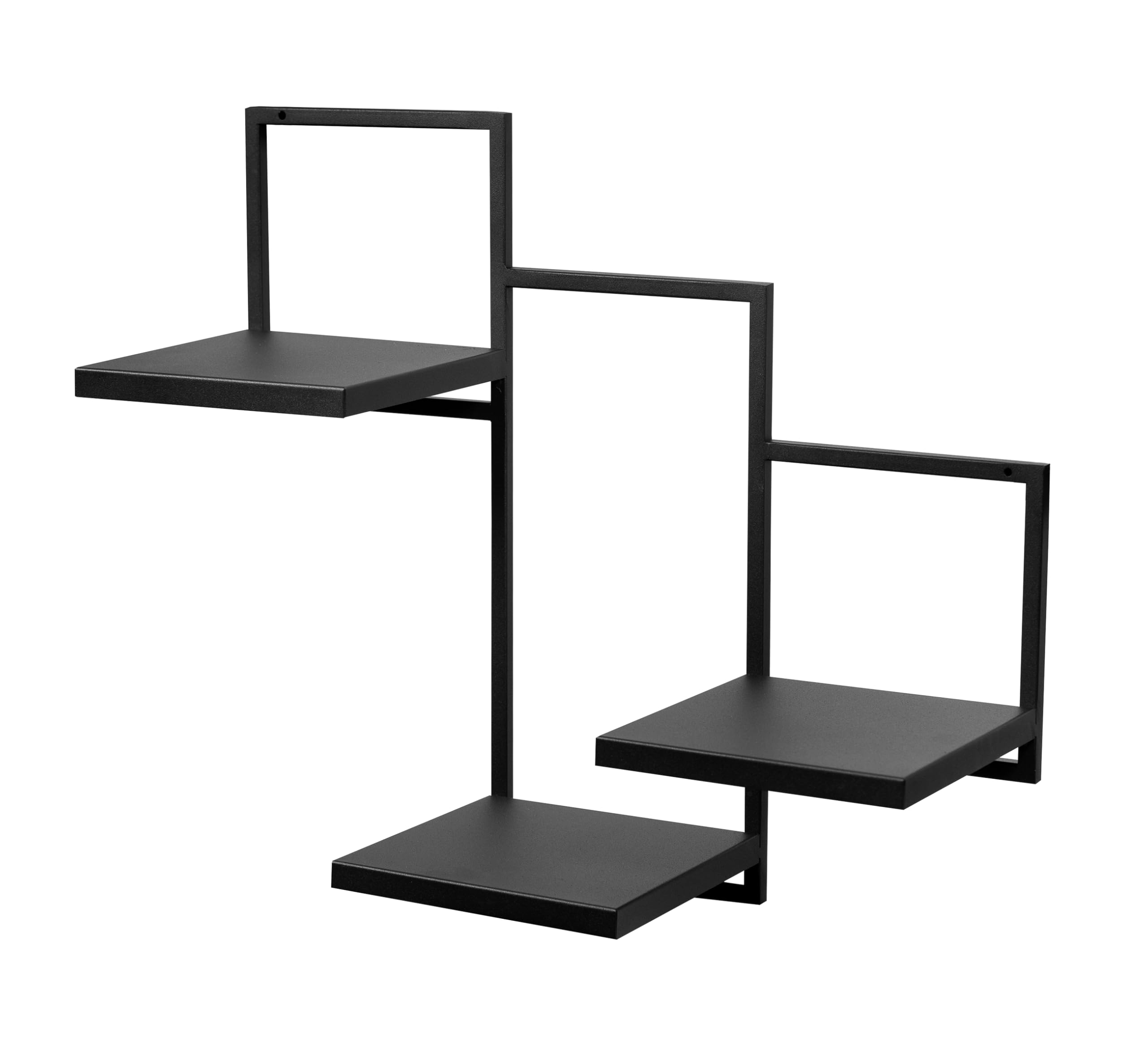 Ripiani Trio Scaffale per piante, 3 livelli - Nero - 58x22,5x50cm - Scaffale da parete in metallo - Supporto decorativo - Accessori per interni per il soggiorno