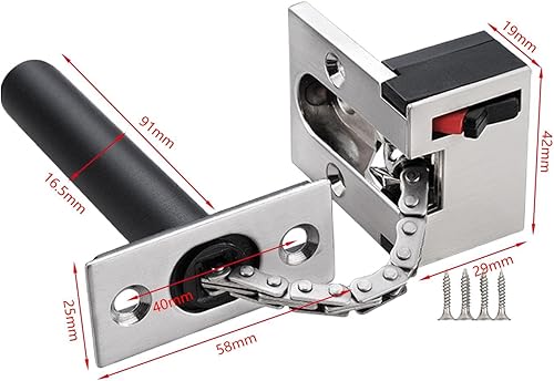 Miniatura 6 de MagiDeal Cerradura de cadena de puerta Cerradura de seguridad Cadena de protección de seguridad Cerradura de pestillo de alta resistencia para