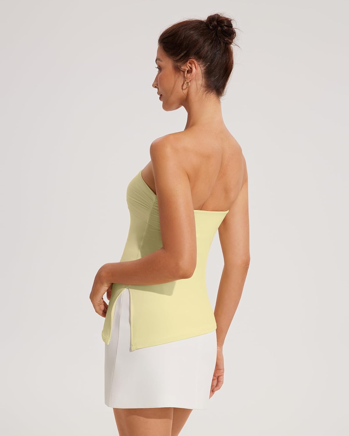 OMKAGI Double Lined Tube Tops for Women Trendy Off The Shoulder Side Split Going Out Tops - Image 4