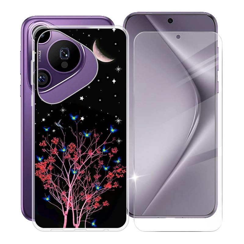 KJYFOANI for Huawei Pura 70 Phone Case with [1 Pack] Screen Protector, Clear Soft Silicone TPU Protective Case, Anti-Fall Ultra-Thin Bumper Case for Huawei Pura 70 (6.60