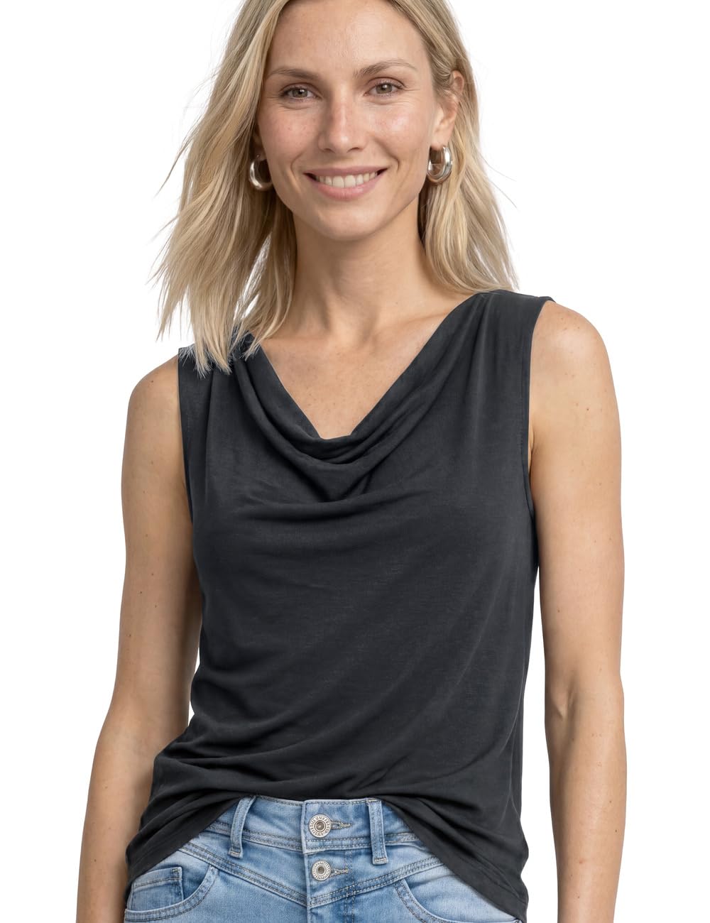 Street One 3230496 Haut Aspect Soie avec col en Cascade Femme (Lot de 1)