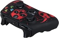 Vista 4 de 1 funda de silicona tallada con láser para Xbox One SX Controller (calaveras rojas) con empuñaduras exclusivas para el pulgar x 8