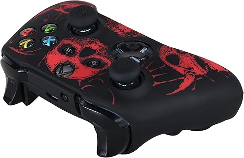 Miniatura 4 de 1 funda de silicona tallada con láser para Xbox One SX Controller (calaveras rojas) con empuñaduras exclusivas para el pulgar x 8