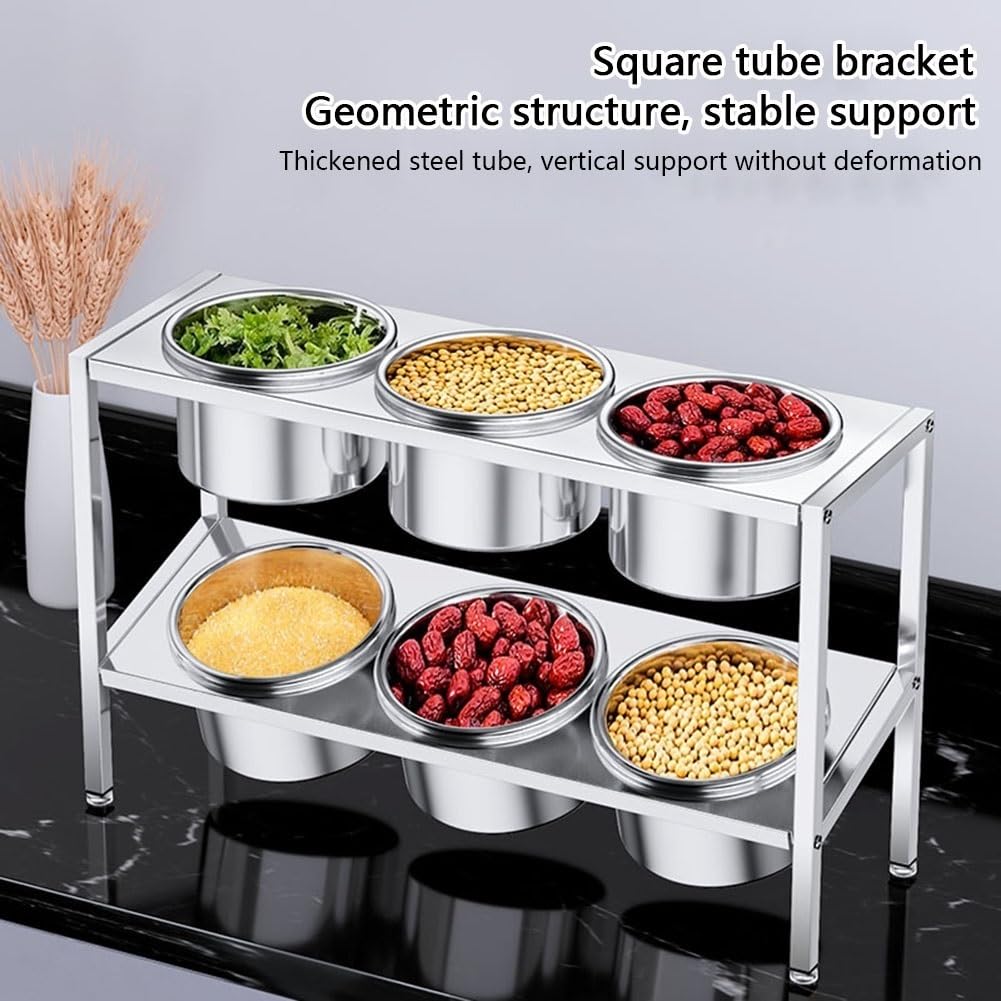 Bandeja con Compartimentos para Condimentos Gastronorm De Acero Inoxidable, Estación para Pizzas con Tapa, Organizador De Especias para Mostrador para Restaurantes(57x55.5x26cm)