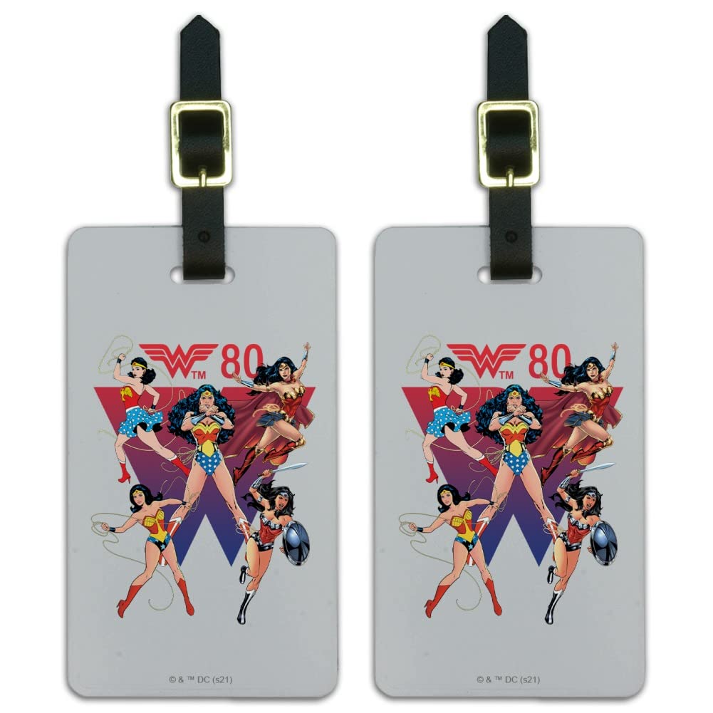 Wonder Woman 80th Through The Ages Luggage ID Tags Carry-On Cards - Set of 2
