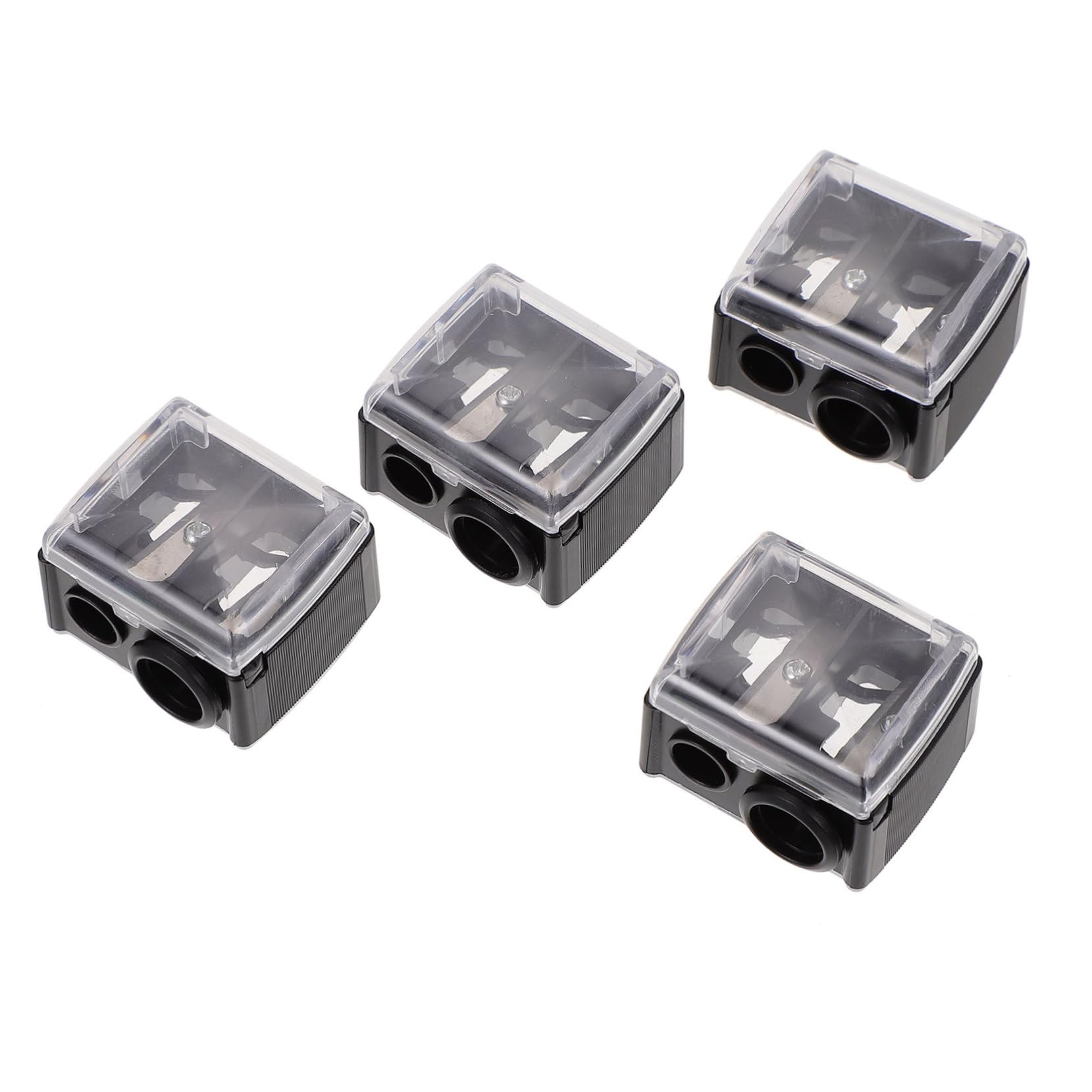 OSOLADY 4Pcs Makeup Pencil Sharpener Dual Eyebrow Eyeliner Sharpener for Precise Application Lightweight Durable Design for Home School and Studio Use Black