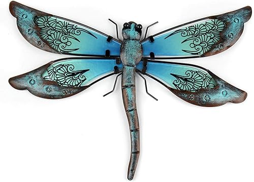 SKHF Adornos Escultura Metal Libélula Pared Arte Jardín Decoración Miniaturas Animales Estatuas Al Aire Libre y Esculturas Patio Decoración