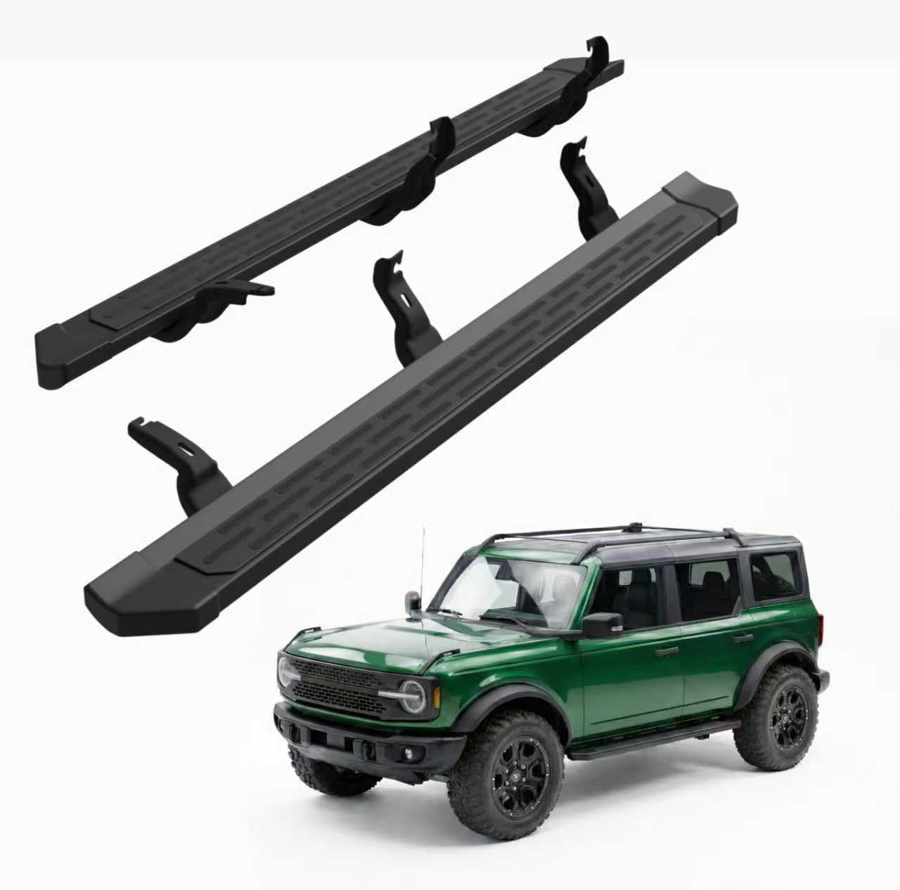 Running Boards Fit for Ford Bronco 4-Door 2021 2022 2023 2024 2025 2026 Aluminum Alloy Side Steps with Anti-Slip Design High Load Capacity Nerf Bars