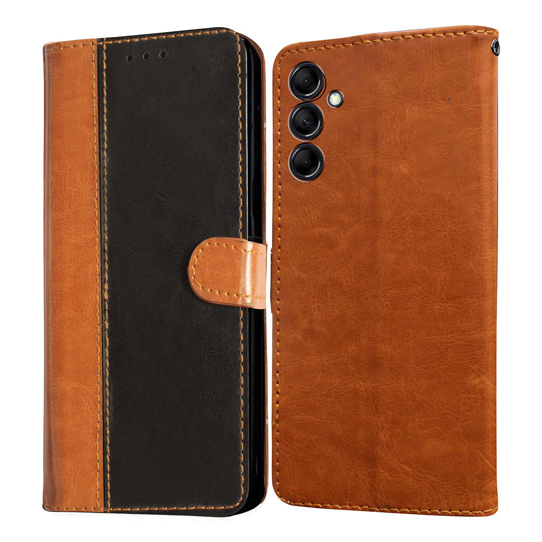 Casotec Flip Cover for Samsung Galaxy F54 5G | Premium Leather Finish | Inbuilt Pockets & Stand | Flip Case for Samsung Galaxy F54 5G (Camel and Black) (B0C9JT34YJ) Amazon Price History, Amazon Price Tracker