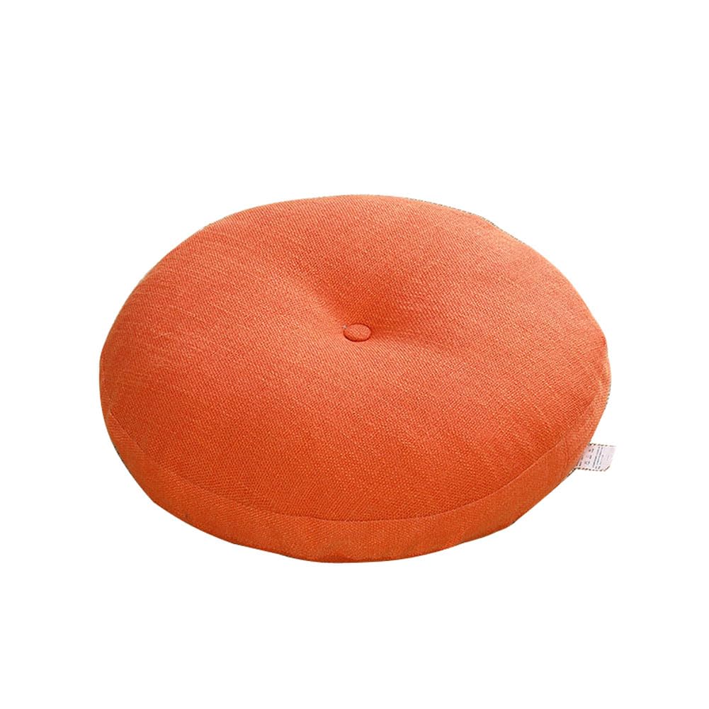 kuyouqi Indoor Outdoor Round Thick Seat Cushion, Breathable Soft Seat Pad Linen Chair Pads for Dining Home Floor Sofa Reading Corner Garden Camping Blanket (Orange, 45x45cm(18x18inch)) — image 1